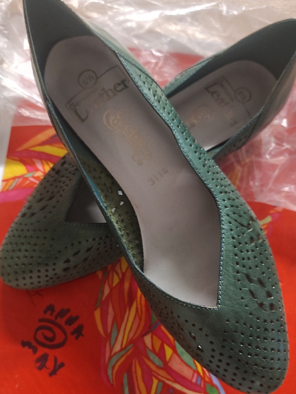 Perforated Green Women's Slip-On Flats